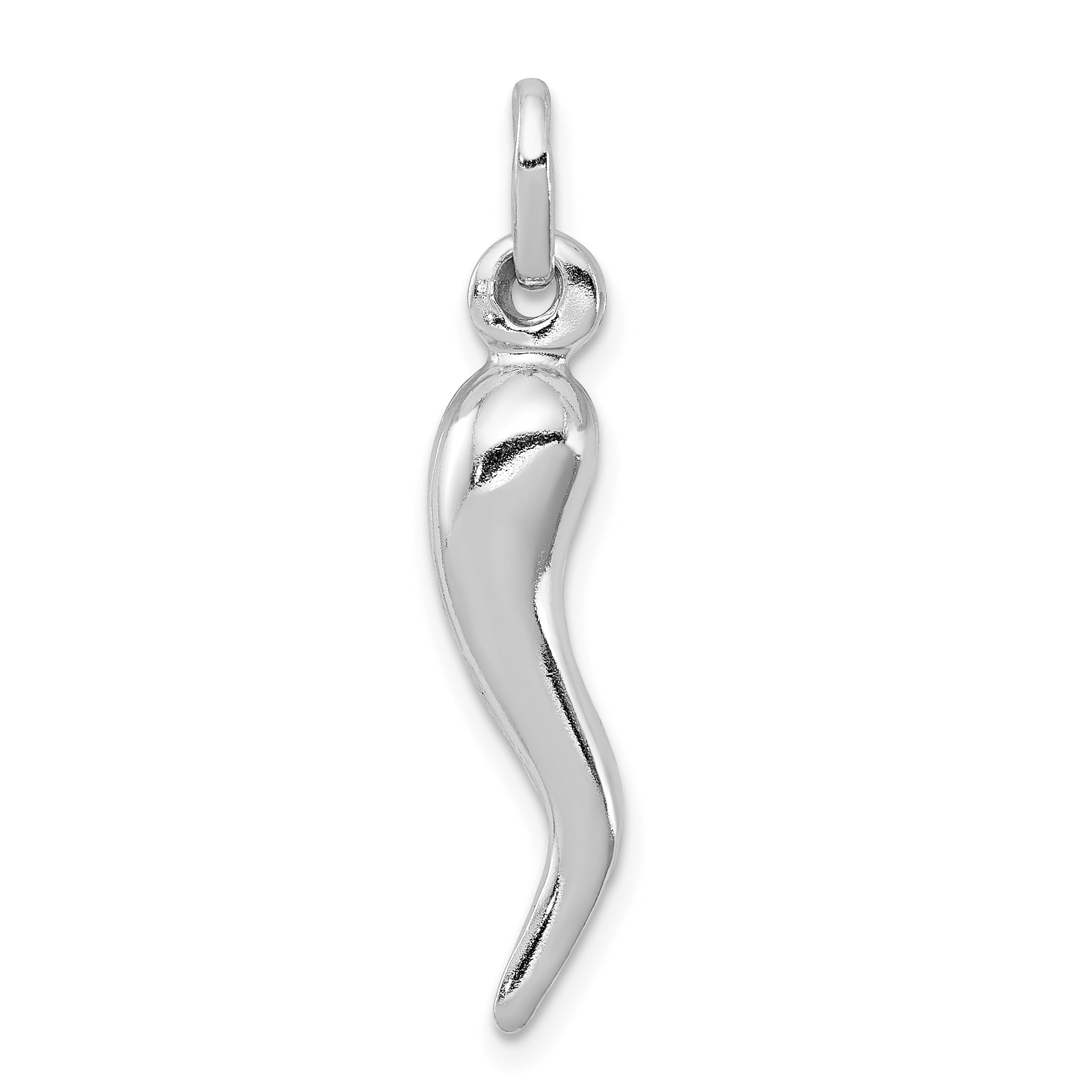 Sterling Silver Rhodium-Plated Italian Horn Charm