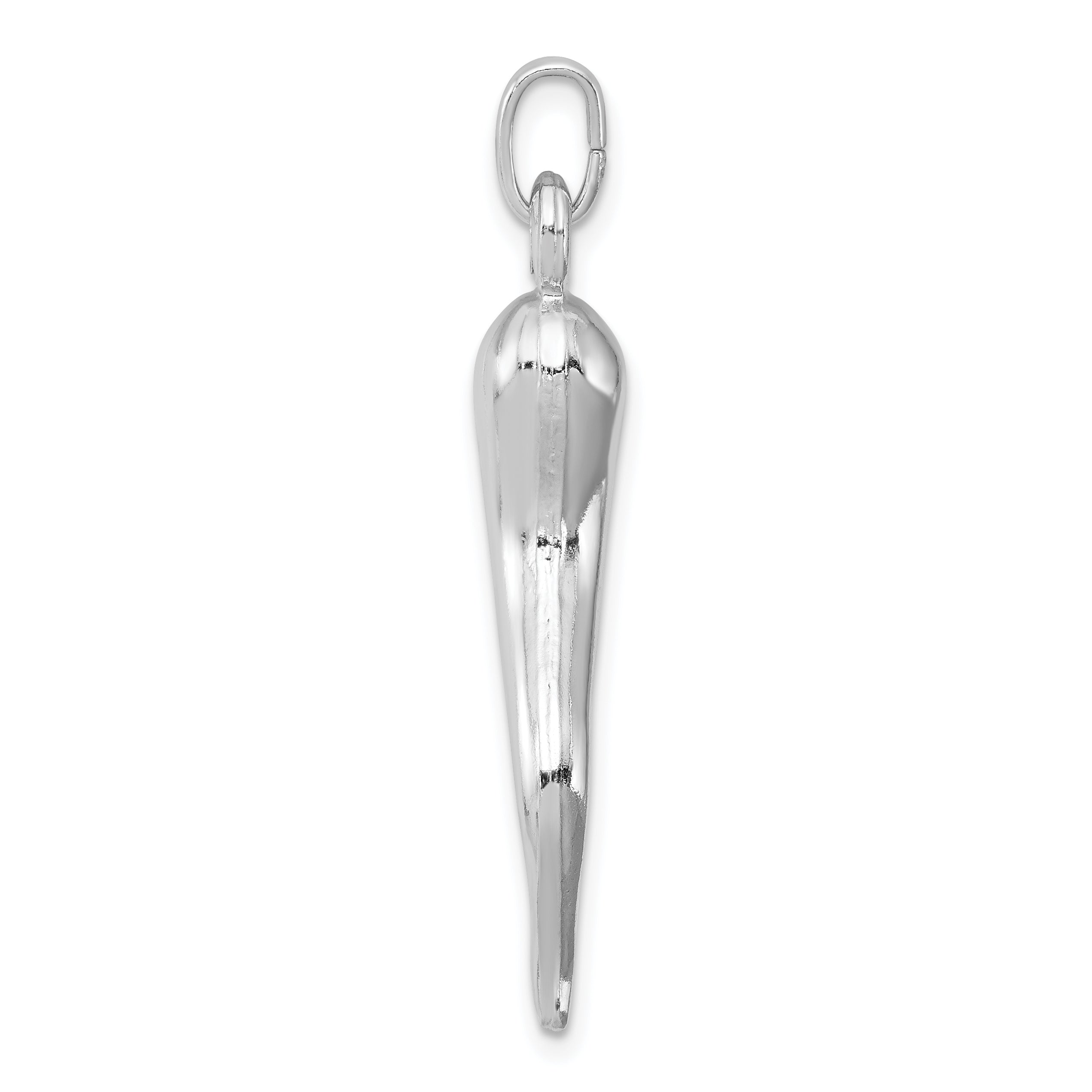 Sterling Silver Rhodium-Plated Italian Horn Pendant