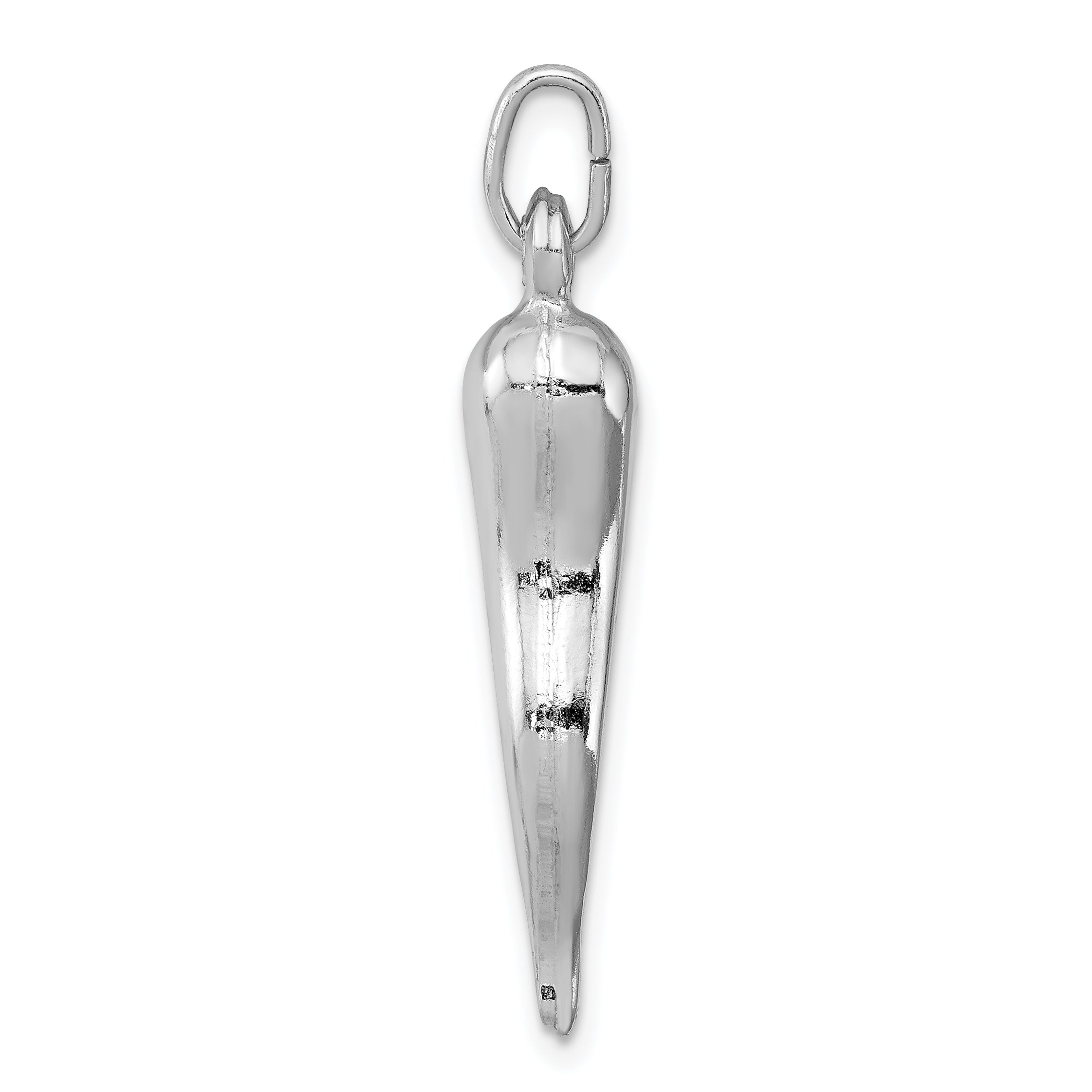 Sterling Silver Rhodium-Plated Italian Horn Pendant