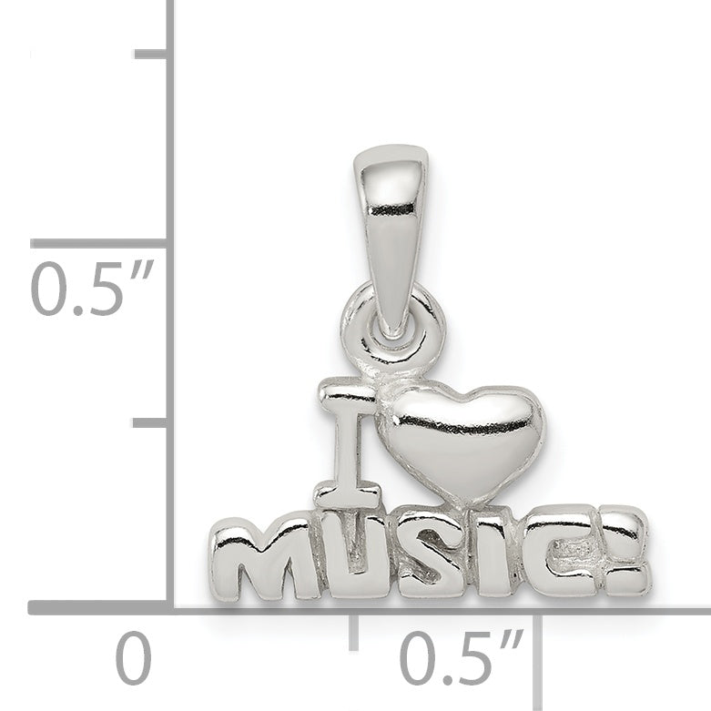 Sterling Silver I Love Music Pendant