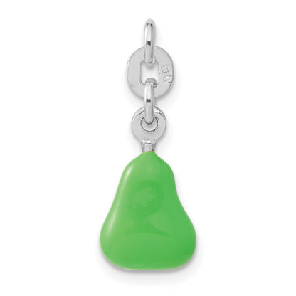 Sterling Silver Polished Enameled Pear Charm