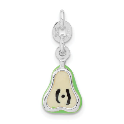 Sterling Silver Polished Enameled Pear Charm