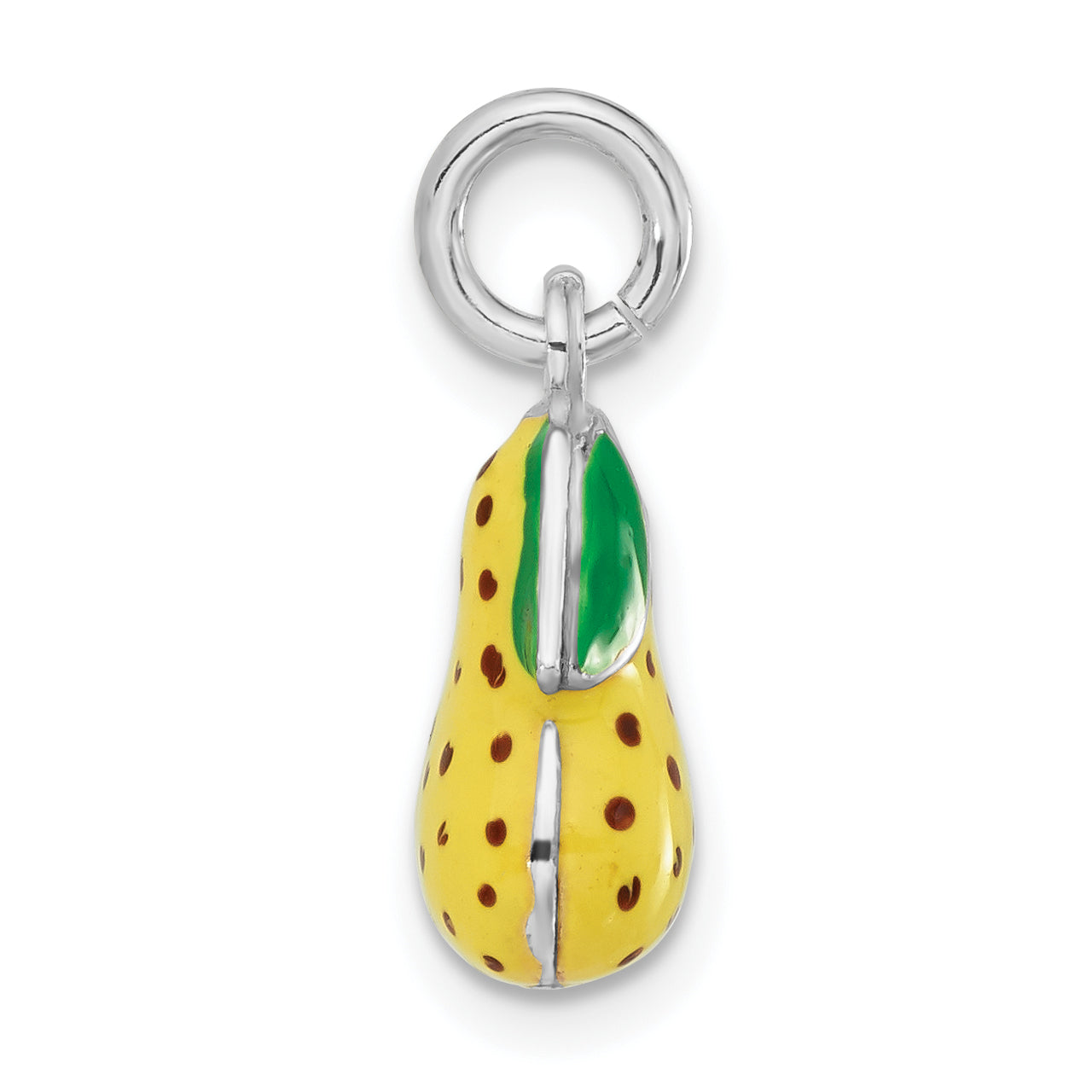 Sterling Silver 3-D Polished Enameled Pear Charm