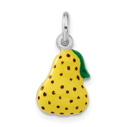 Sterling Silver 3-D Polished Enameled Pear Charm