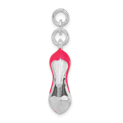 Sterling Silver 3-D Polished Pink & Green Enameled High Heel Charm