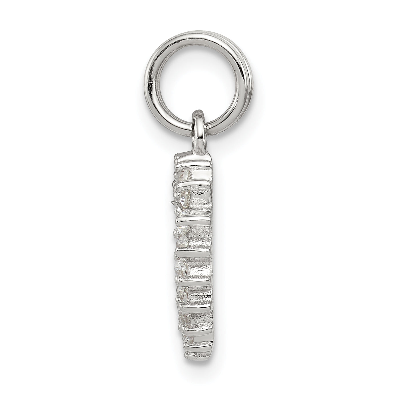 Sterling Silver Rhodium-Plated Cz Heart Charm