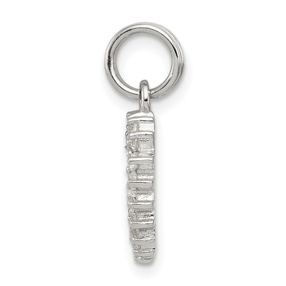 Sterling Silver Rhodium-Plated Cz Heart Charm