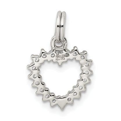 Sterling Silver Rhodium-Plated Cz Heart Charm