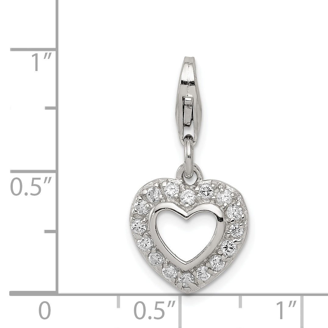 Sterling Silver Cz Heart Charm