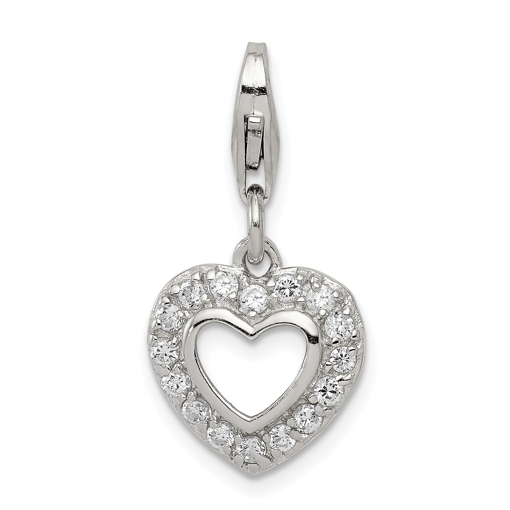 Sterling Silver Cz Heart Charm