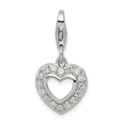 Sterling Silver Cz Heart Charm