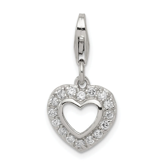 Sterling Silver Cz Heart Charm