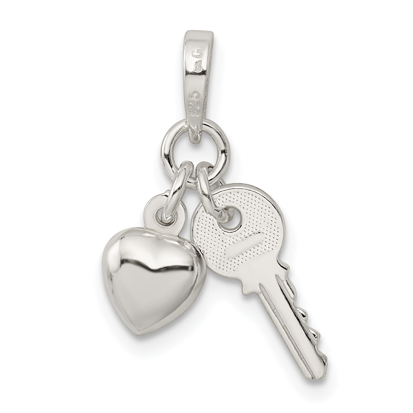 Sterling Silver Heart With Key Charm