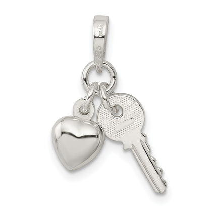 Sterling Silver Heart With Key Charm