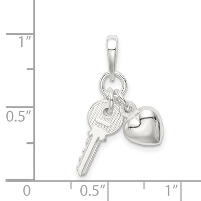 Sterling Silver Heart With Key Charm