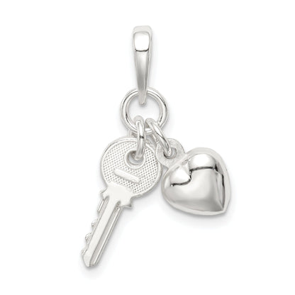 Sterling Silver Heart With Key Charm