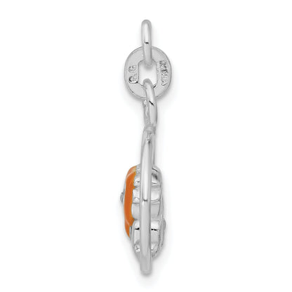 Sterling Silver Polished Enameled Lion Circle Charm