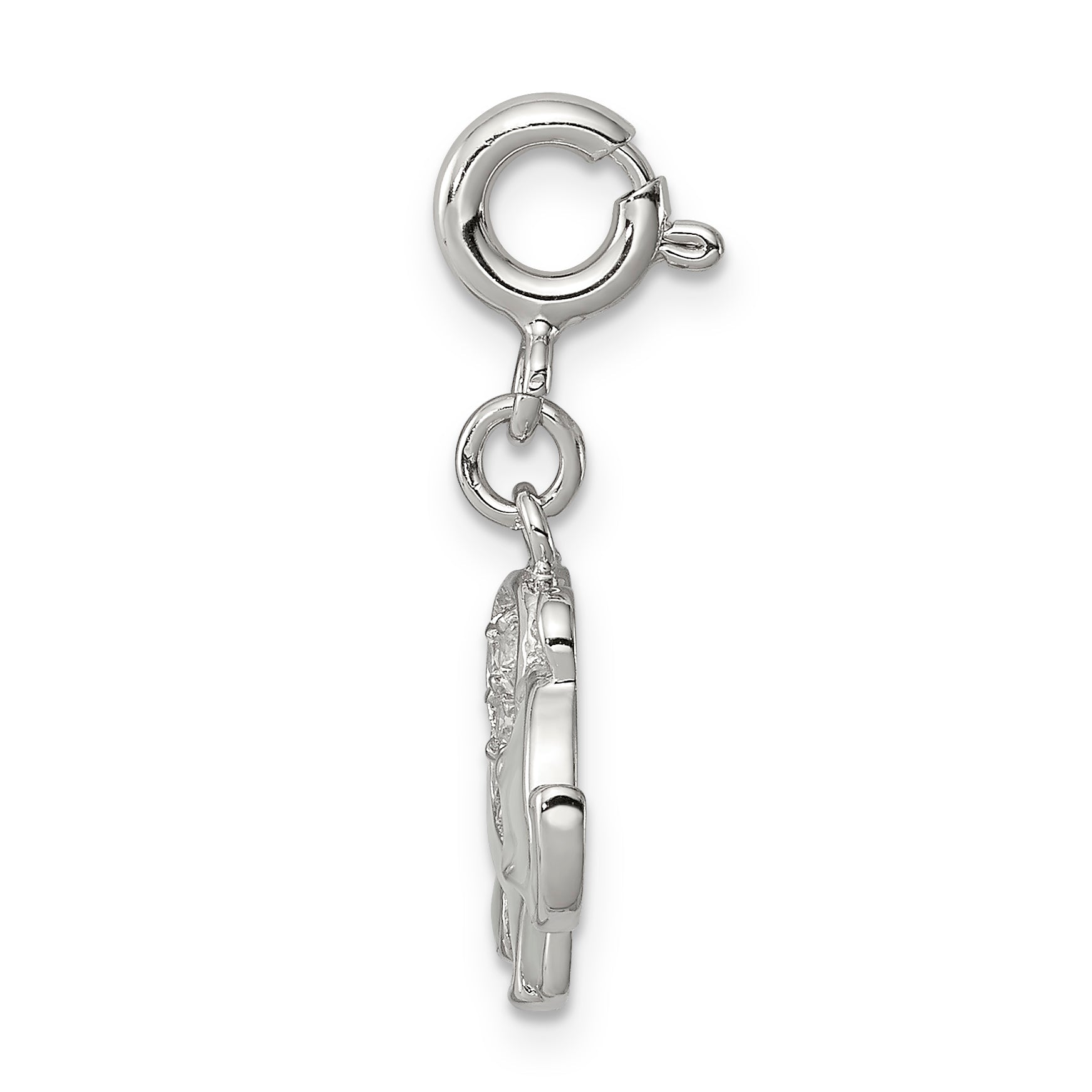 Sterling Silver Rhodium-Plated Enameled With Cz Elephant Charm