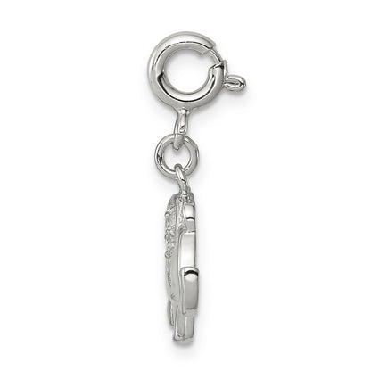 Sterling Silver Rhodium-Plated Enameled With Cz Elephant Charm