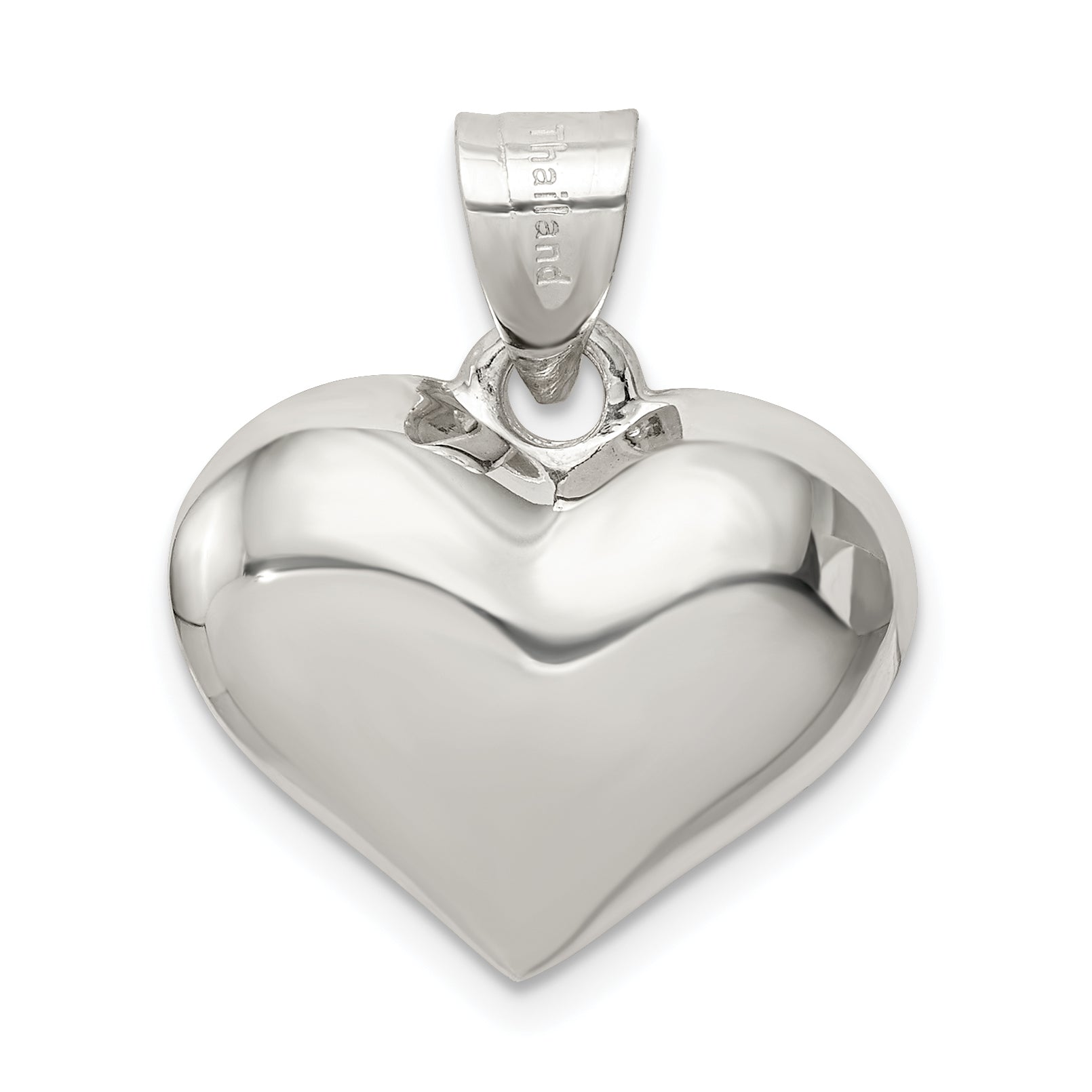 Sterling Silver Rhodium-Plated Puffed Heart Charm