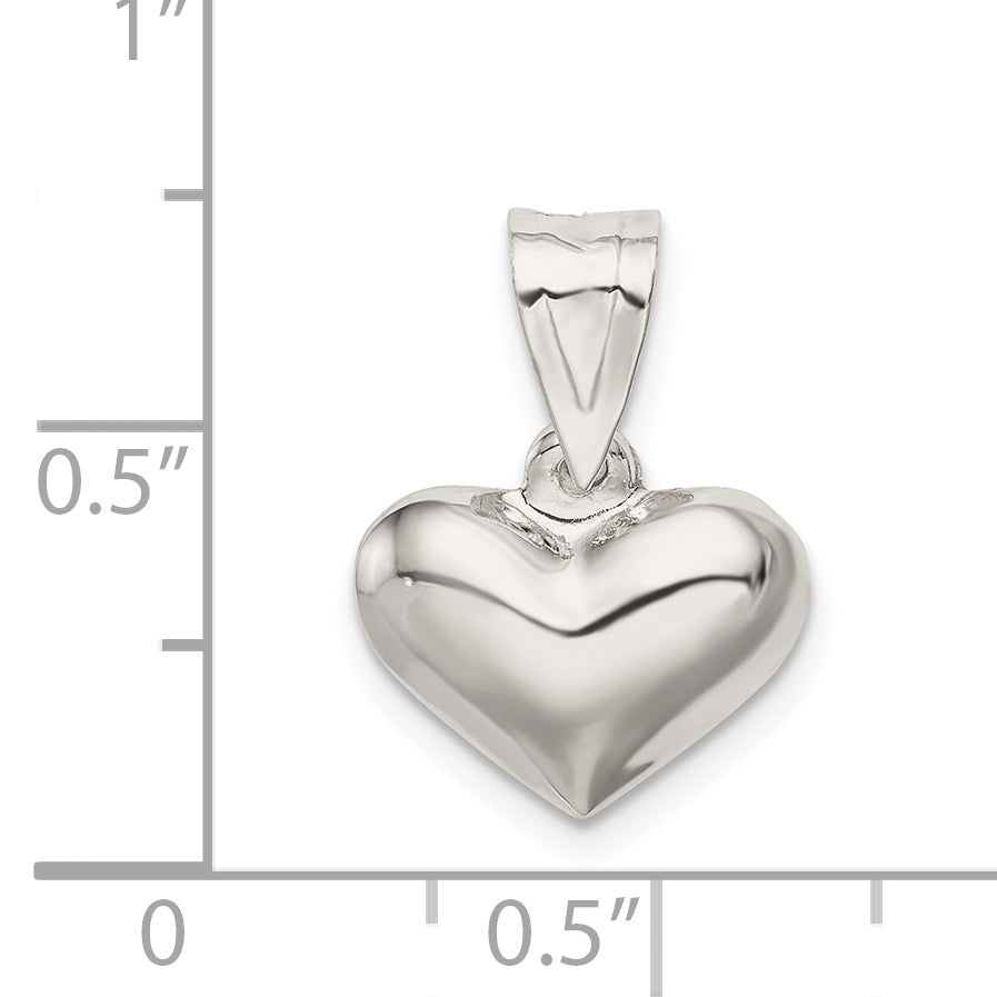 Sterling Silver Rhodium-Plated Puffed Heart Charm