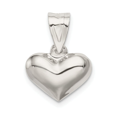 Sterling Silver Rhodium-Plated Puffed Heart Charm
