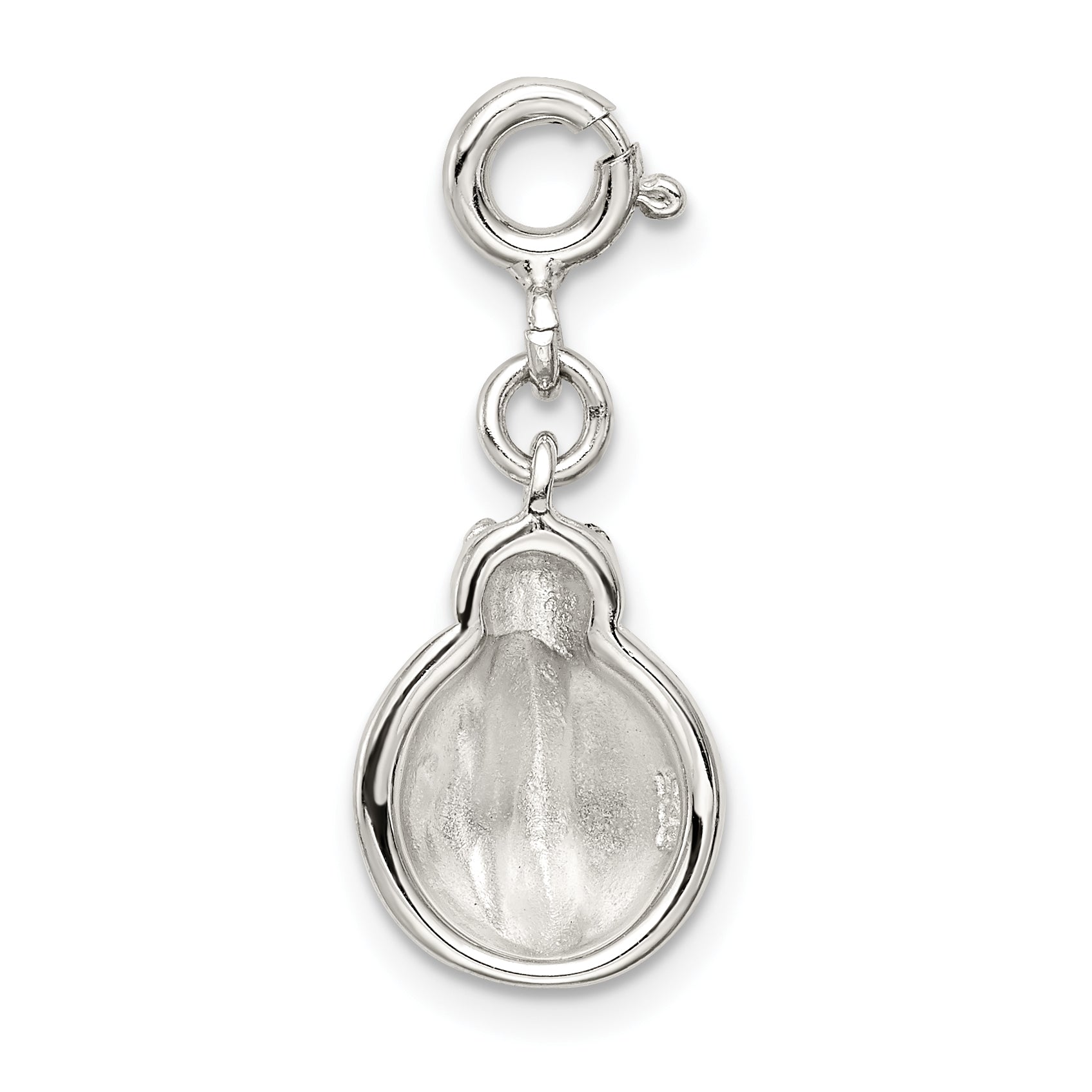 Sterling Silver Rhodium-Plated Red And Black Enameled Lady Bug Charm