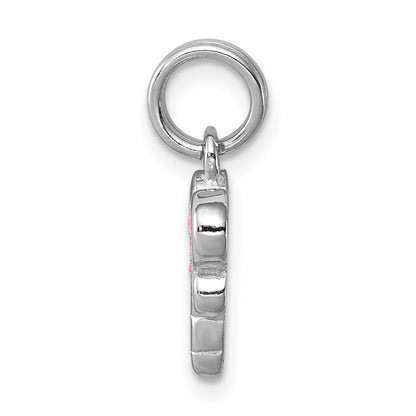 Sterling Silver Rhodium-Platedglitter Enamel Dragonfly Charm