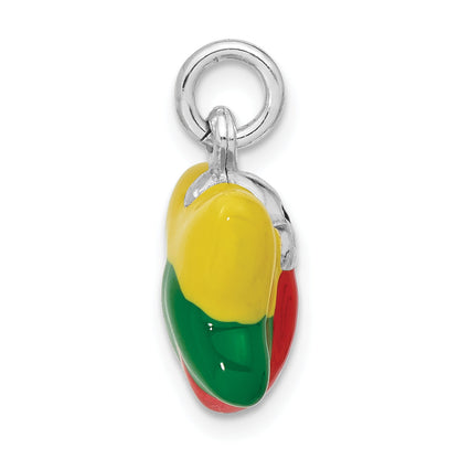 Sterling Silver Polished Enameled Butterfly Charm