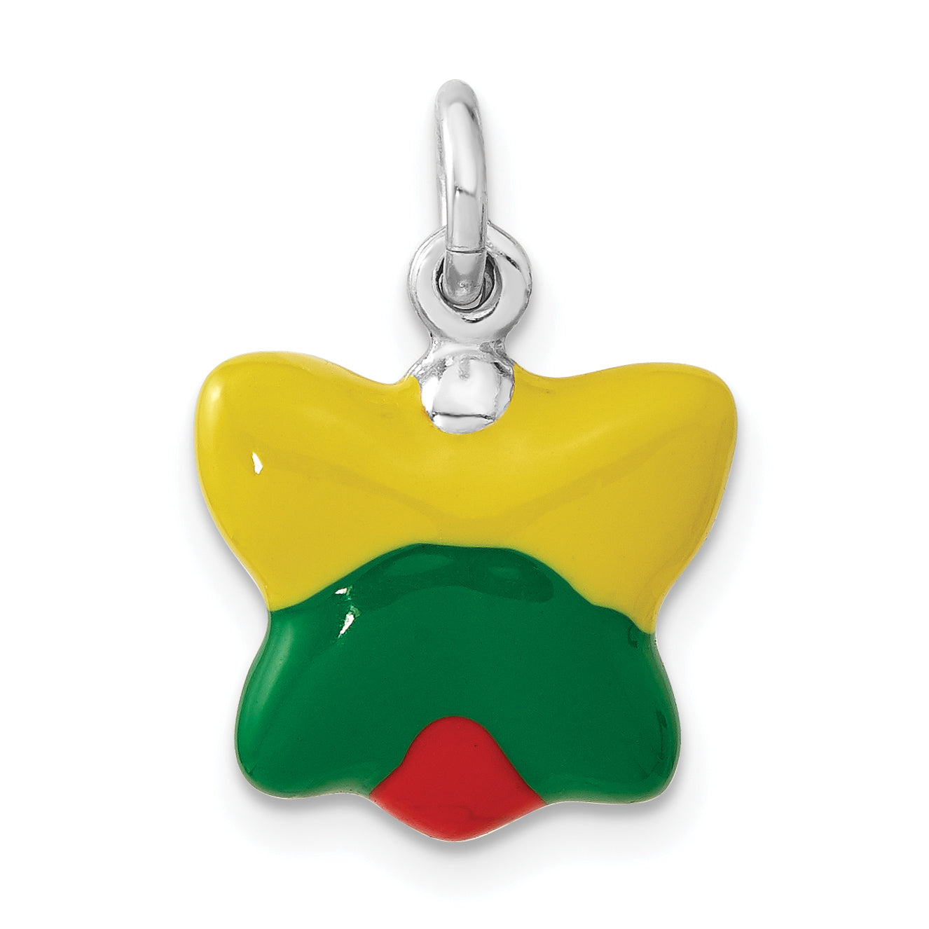 Sterling Silver Polished Enameled Butterfly Charm