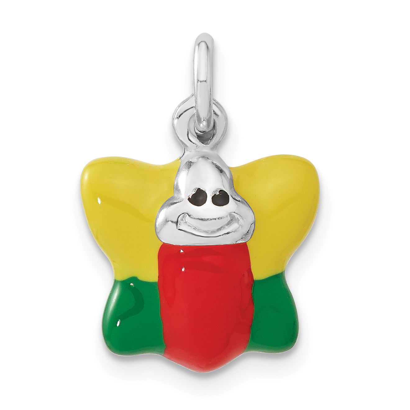 Sterling Silver Polished Enameled Butterfly Charm