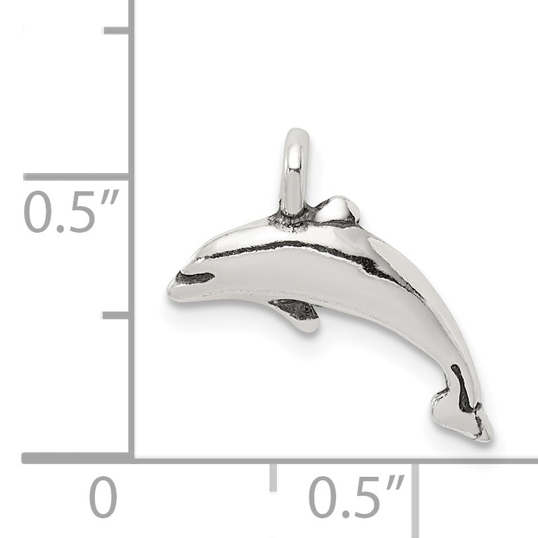 Sterling Silver Antiqued Small Dolphin Charm