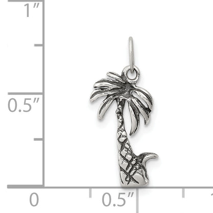 Sterling Silver Antiqued Palm Tree Charm