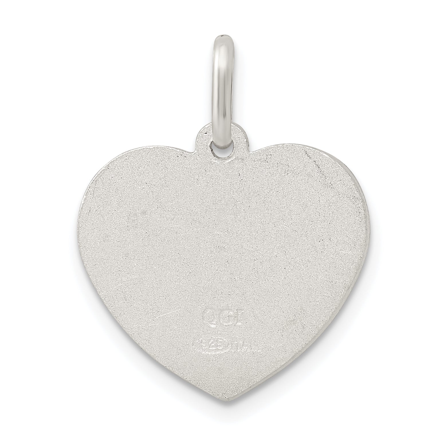 Sterling Silver Satin Angel Heart Charm
