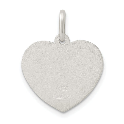 Sterling Silver Satin Angel Heart Charm