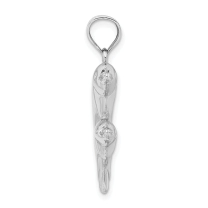 Sterling Silver Rhodium-Plated Polished Dolphins Pendant