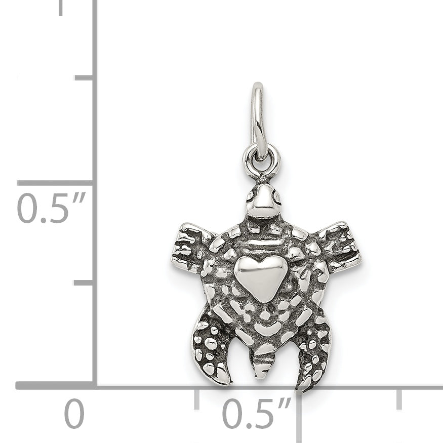 Sterling Silver Antiqued Sea Turtle Charm