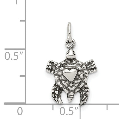 Sterling Silver Antiqued Sea Turtle Charm