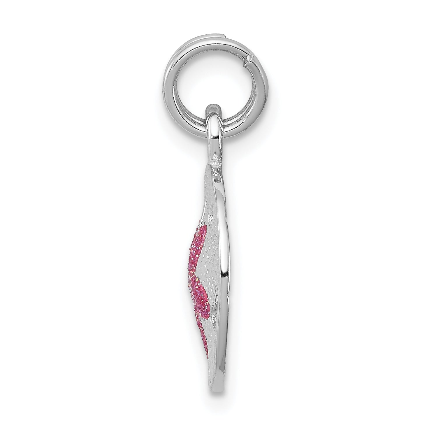 Sterling Silver Rhodium-Plated Polished Enameled Sand Dollar Charm