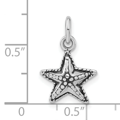 Sterling Silver Polished & Antiqued Starfish Charm