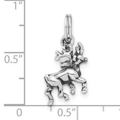 Sterling Silver Polished & Antiqued Alaska Moose Charm