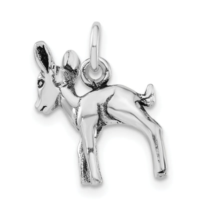 Sterling Silver 3-D Polished & Antiqued Baby Fawn Charm