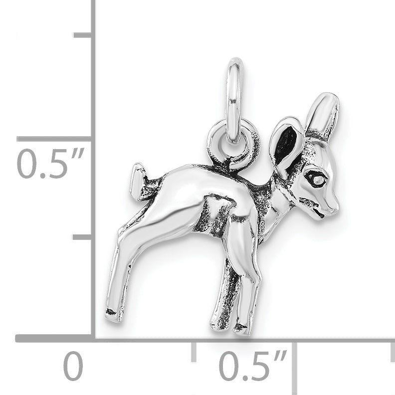 Sterling Silver 3-D Polished & Antiqued Baby Fawn Charm