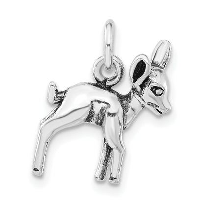 Sterling Silver 3-D Polished & Antiqued Baby Fawn Charm