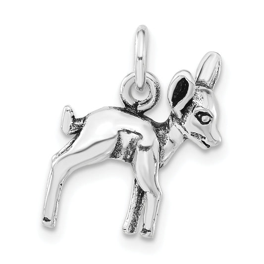 Sterling Silver 3-D Polished & Antiqued Baby Fawn Charm