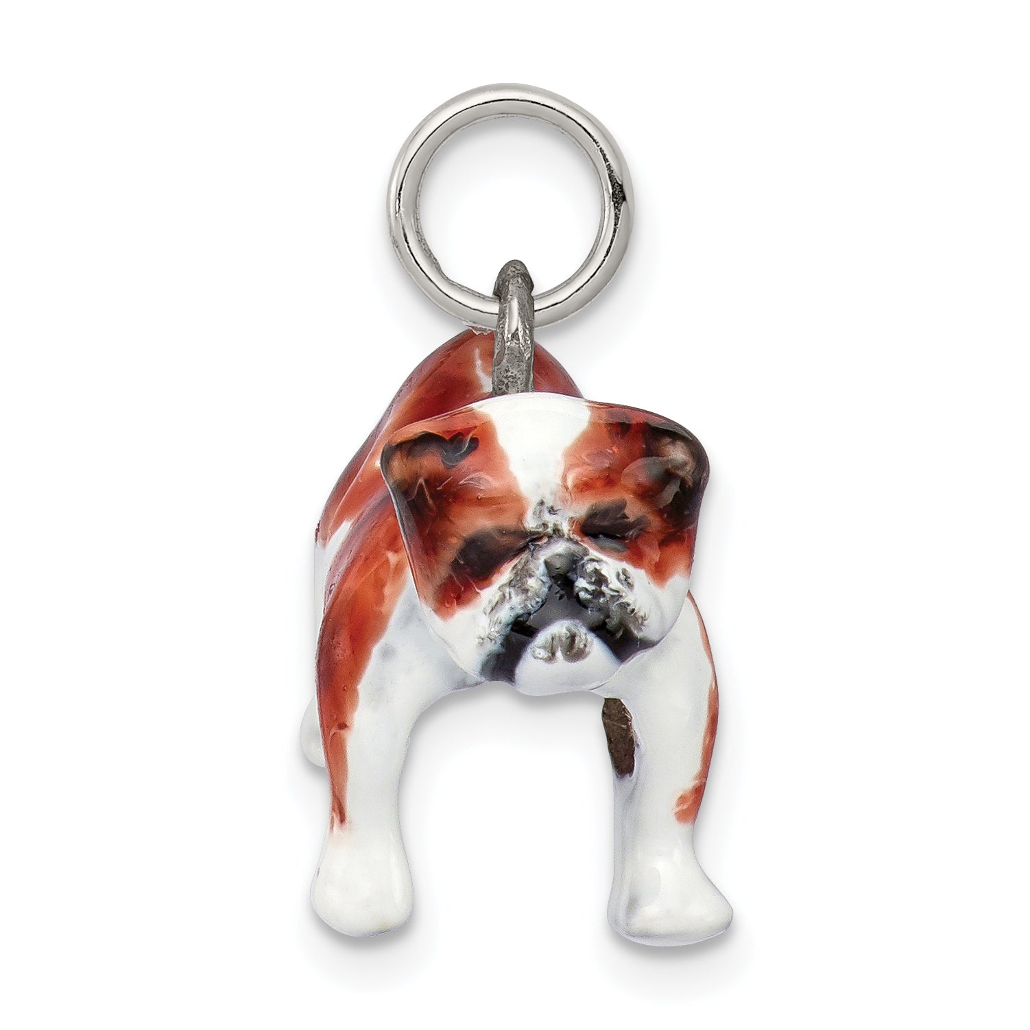 Sterling Silver Enameled Bulldog Charm