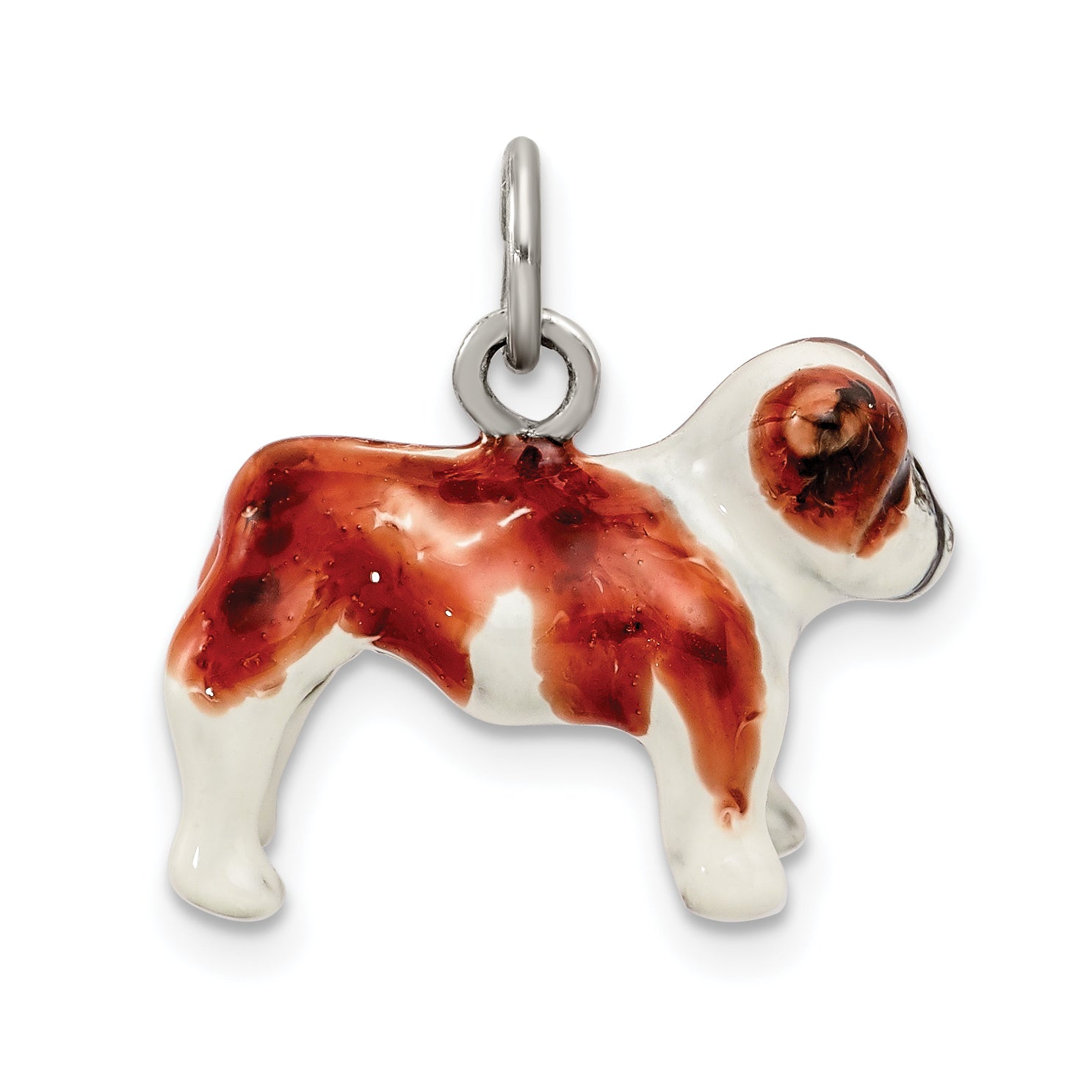 Sterling Silver Enameled Bulldog Charm
