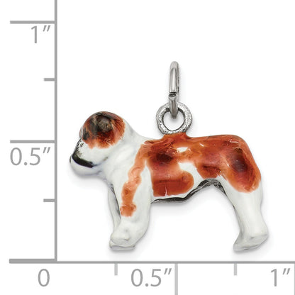 Sterling Silver Enameled Bulldog Charm