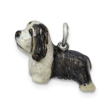 Sterling Silver Enameled Bearded Collie Charm
