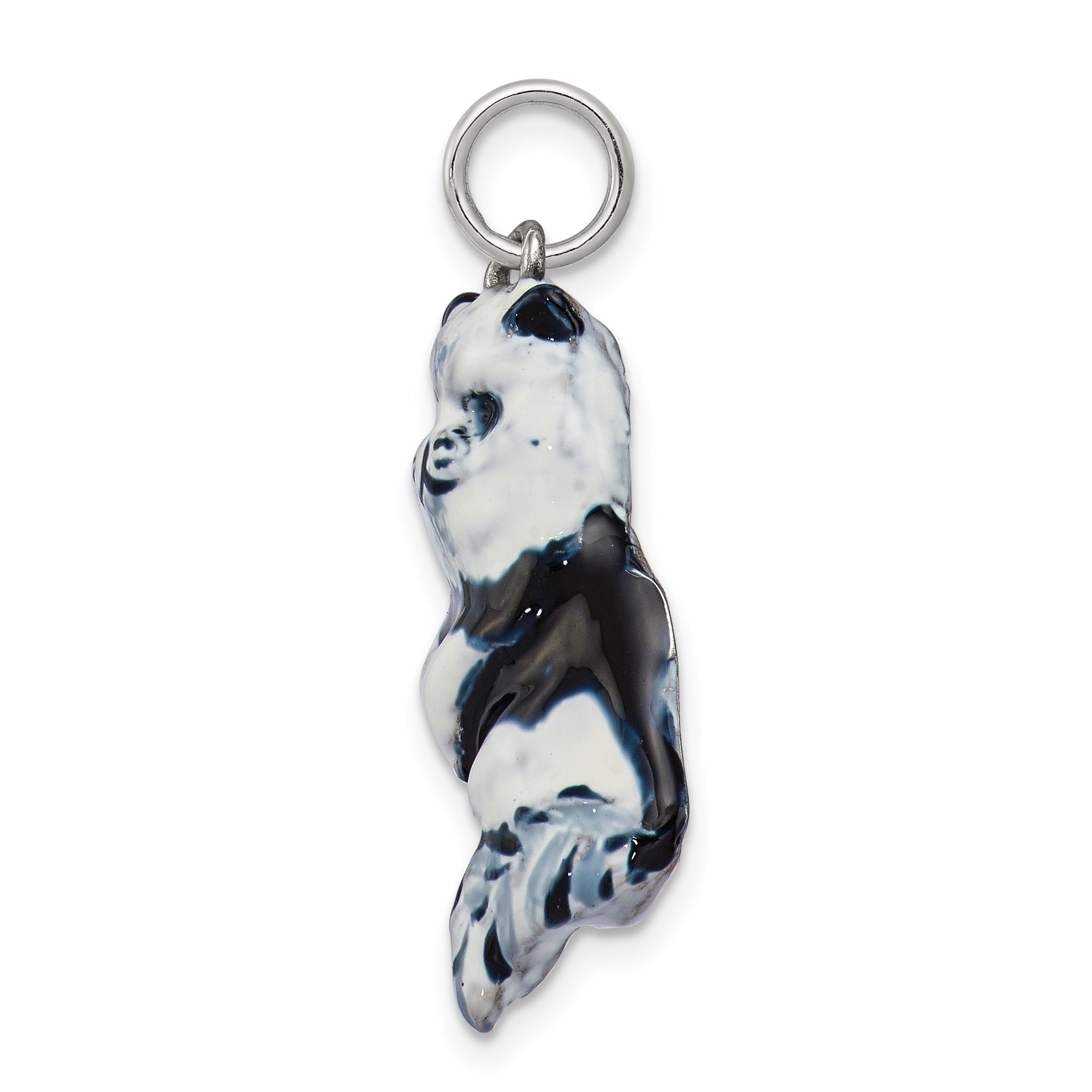 Sterling Silver Enameled Black & White Cat Charm